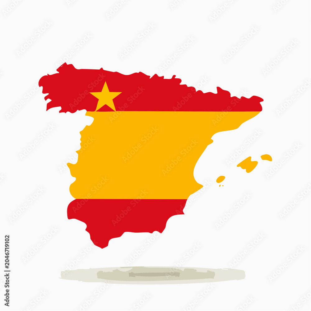 Obraz premium Map of Spain with Spanish Flag Colors and Star