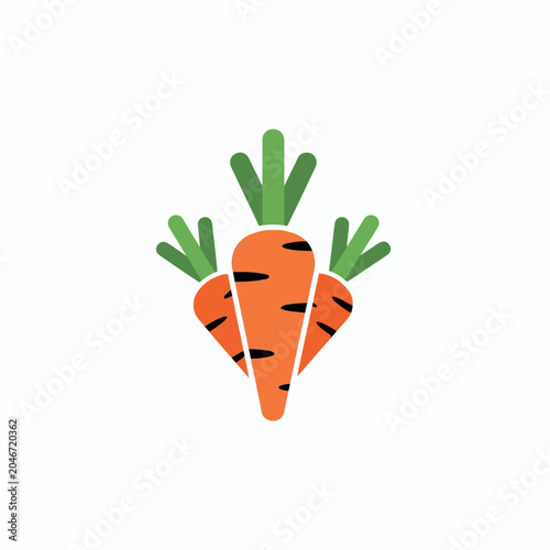 Cartoon Carrots with Green Leaves and Orange Roots.
