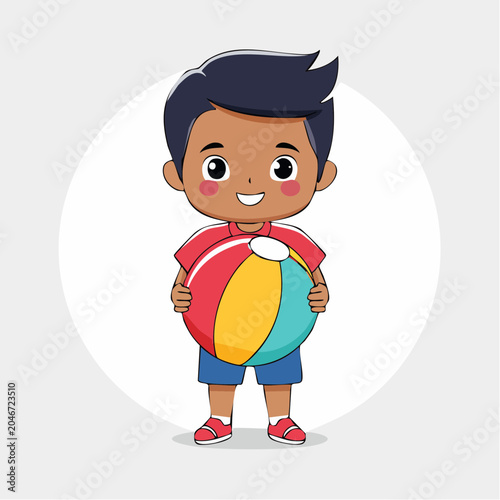 Cute Boy Holding a Beach Ball