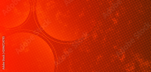 Abstract red and orange halftone background with pop art style dots and circles.