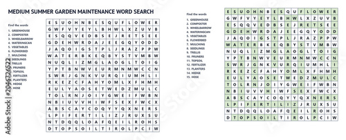 Greenhouse and Garden Vocabulary Word Search with Answers