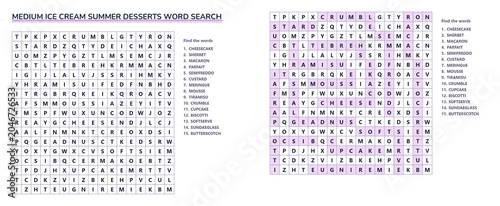 Intermediate Dessert Vocabulary Word Search with Answer Key