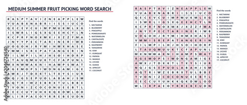 Medium Tropical Fruit Word Search Puzzle with Answer Key