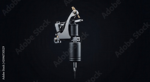 Tattoo machine on black background closeup.