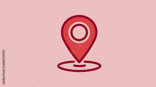 Red location pin icon on pink background illustrating navigation and mapping