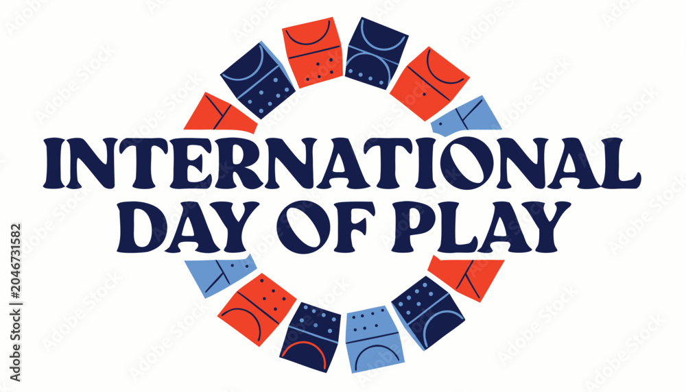 Obraz premium International day of play logo with colorful geometric block shapes