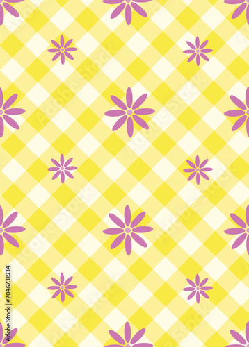Cute Daisy  Seamless Pattern on Pastel Yellow
Pink daisies and yellow line seamless vector pattern on a yellow background. Daisy in doodle style. Tiny flowers seamless pattern.