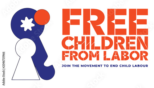 Quadro su tela Bold graphic poster design advocating to end global child labor