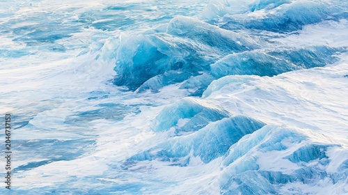 Arctic Frozen Lake with Textured Blue Ice