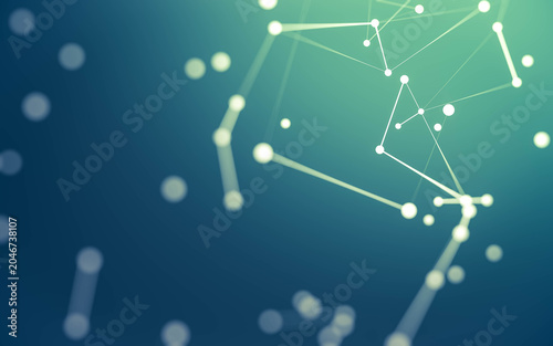 Abstract background. Molecules technology with polygonal shapes, connecting dots and lines. Connection structure. Big data visualization.