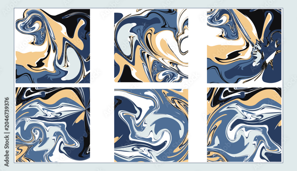 Obraz premium Modern abstract fluid marble pattern collection, an editable background set for creative projects