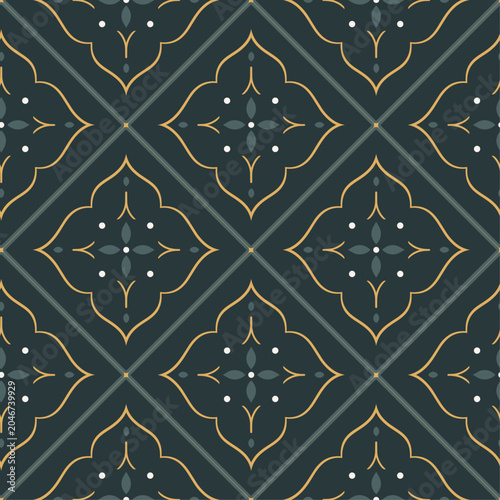 Luxury Dark Arabesque Tile Seamless Pattern Elegant Moroccan Geometric Wallpaper