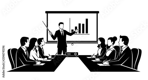 Business Meeting Presentation Vector Illustration