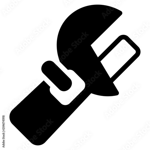 Adjustable wrench illustration, glyph black style