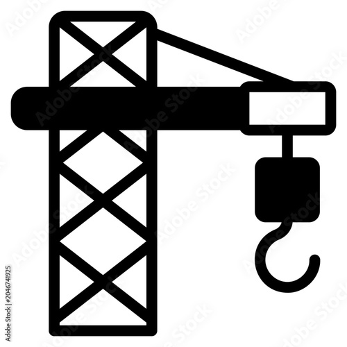 Crane illustration, glyph black style