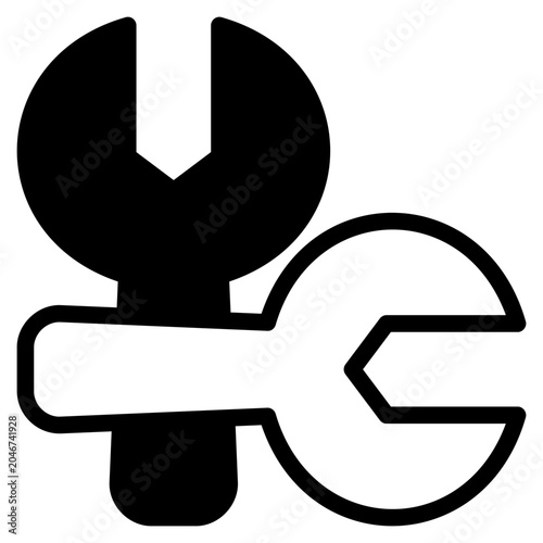 Wrench illustration, glyph black style