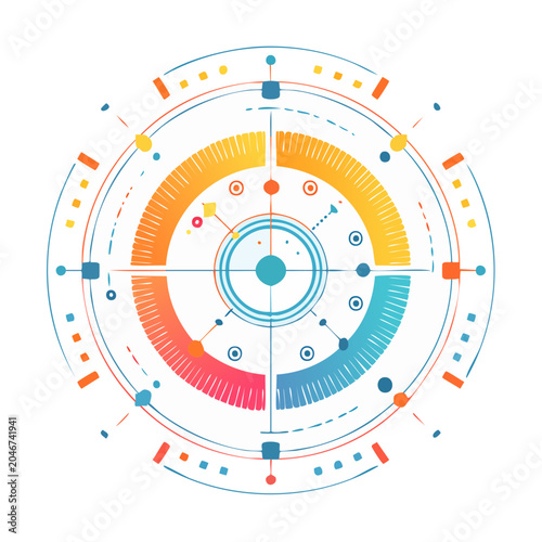 Abstract technology circle with colorful segments