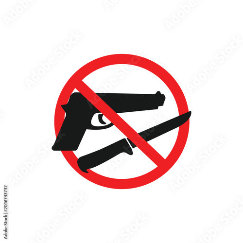 vector design of a red sign illustration prohibiting the carrying of weapons