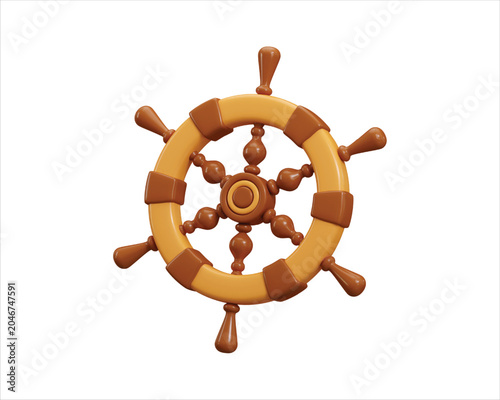 Ship wheel icon 3d render concept of Pirates Ship Steering Wheel icon vector illustration