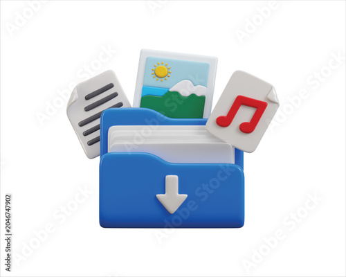 Downloads Folder with Action Button icon 3d render