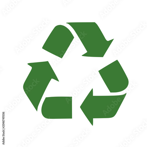 Three Dimensional Green Recycling Arrows Symbol on White Background.