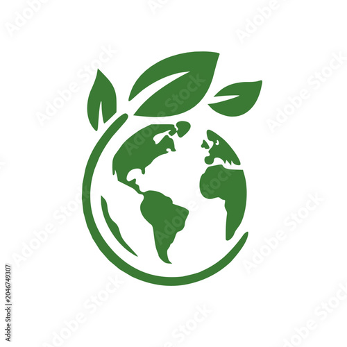 Green leafy globe symbolizing global environmental sustainability and eco-friendly practices.