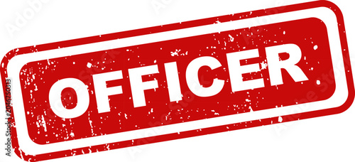 Red rubber stamp with the word officer isolated on white background