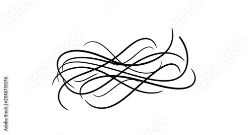 Elegant black and white decorative swirl flourish vector design element. Classic calligraphic scroll ornament for borders, dividers, and vintage graphics.