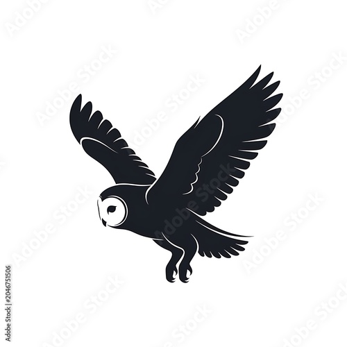 Black and white eagle in flight silhouette.