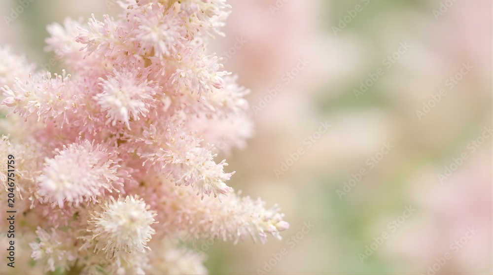 Naklejka premium Soft pink astilbe flowers blooming in a spring garden with blurry background