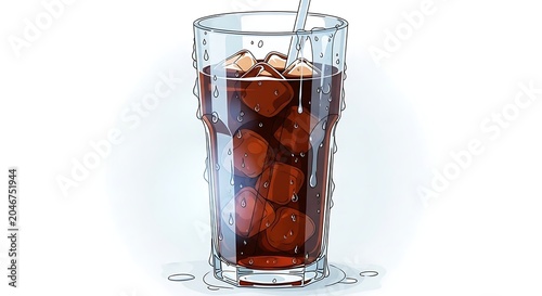 Clear glass of iced tea with lemon wedge on white background.