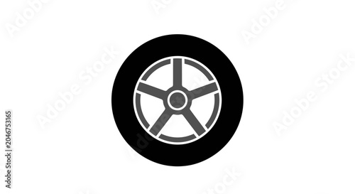 Black tire with silver rim wheel.
