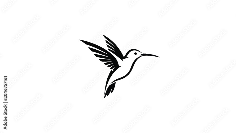 Obraz premium Black and White Hummingbird in Flight 2.