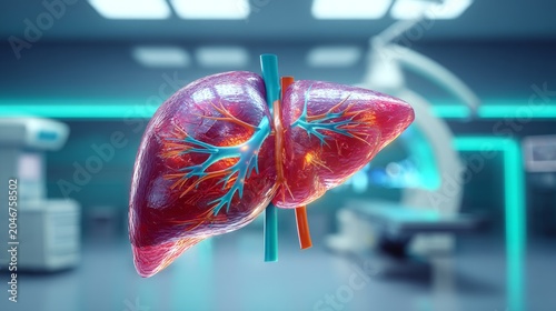 Detailed Visualization of Human Liver Anatomy Highlighting Lobes