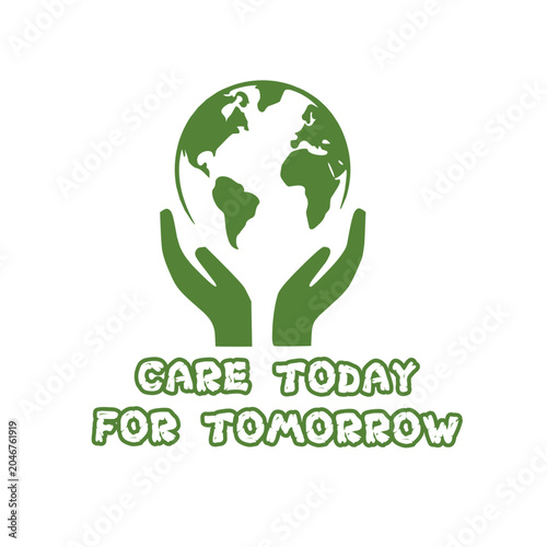 Green Earth hands holding globe for environmental conservation and sustainability message.