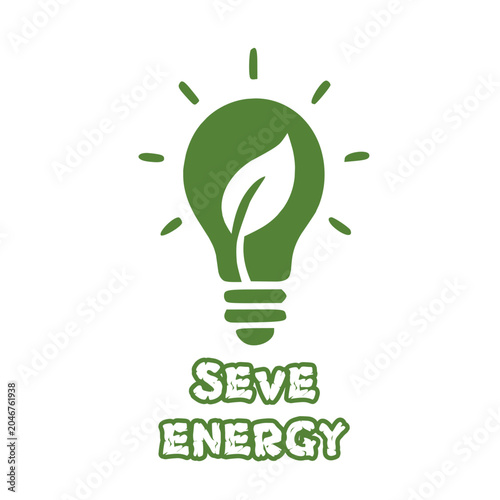 Bright green eco-friendly light bulb with leaf symbolizing renewable energy concept.