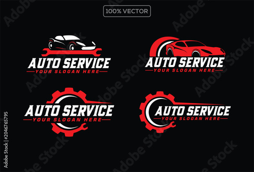 Vector logo of car parts, auto repair template design