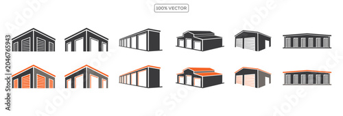 Bild auf Leinwand set of warehouse icon logo Design Vector Illustration