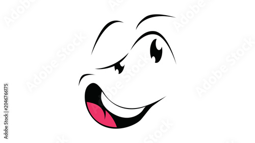 Photos Cartoon Smirk Face Expression with Sneaky Smile Vector Illustration