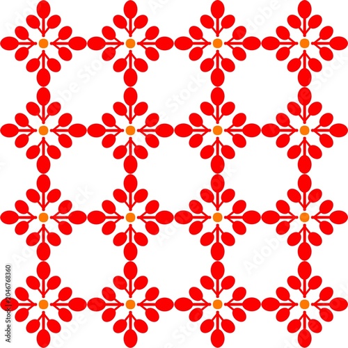 seamless pattern with red flowers