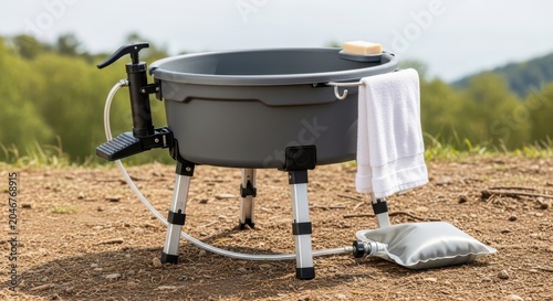 Portable Wash Basin Enhances Camping Hygiene and Utility Convenience