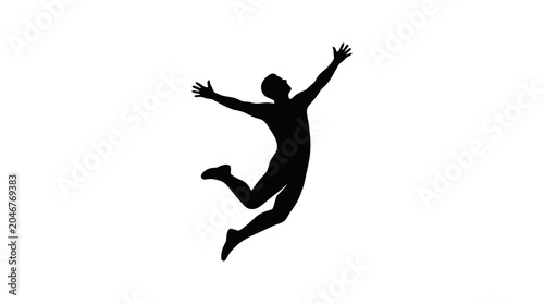 Silhouette of a person jumping freely.