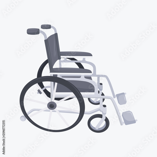Modern Gray Wheelchair Isolated on White Background - Medical Mobility Aid