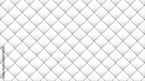 Slika na platnu White quilted leather texture pattern isolated on white background