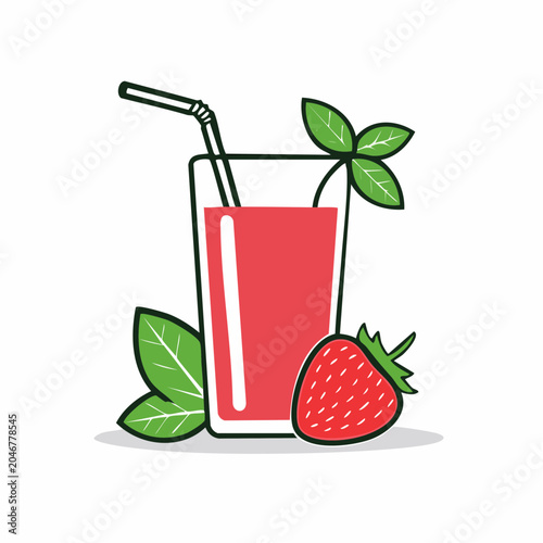 Strawberry Juice with Mint and Fruit