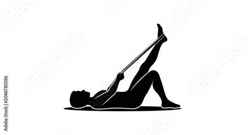 Fotografía Person exercising with a resistance band demonstrates a dedicated approach to home fitness routines