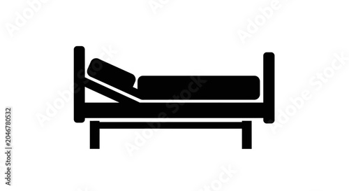 Photos Hospital bed silhouette represents the essential furniture used in clinical settings for patient recovery, medical care, and overnight stays in a professional healthcare facility or nursing home