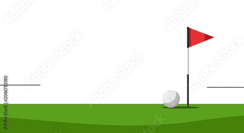 Obraz na płótnie Golf Course Green with Flag and Ball on Fairway.
