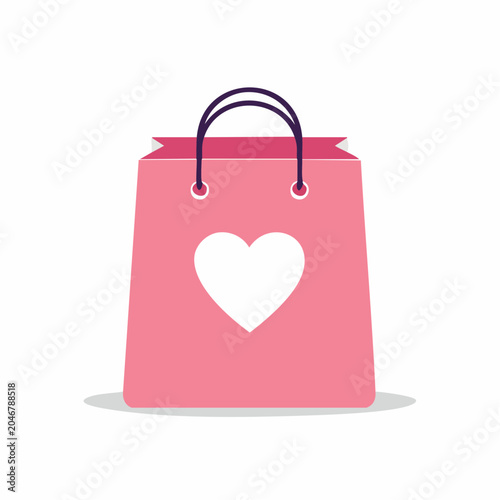 Pink Shopping Bag with White Heart Icon