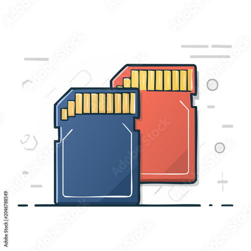 Two SD memory cards in flat design style